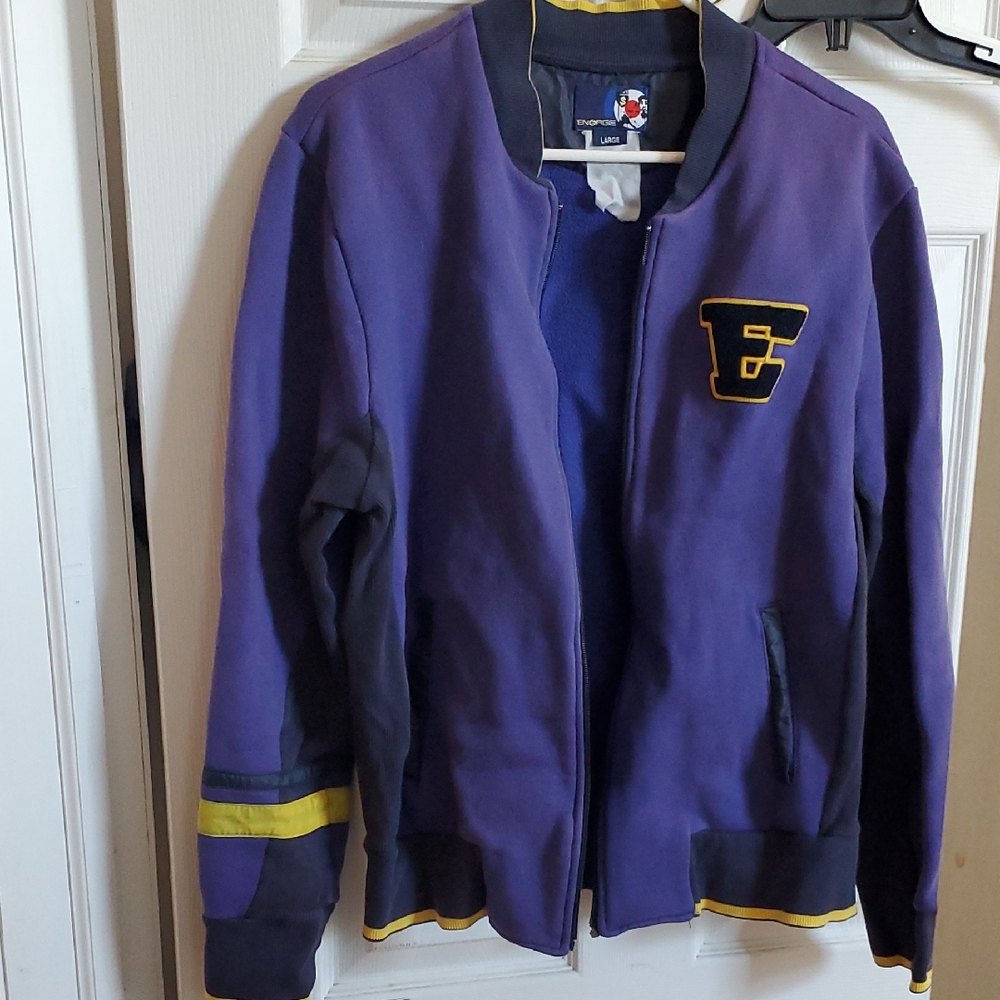 Vintage Energie Purple and Yellow Varsity Zip Up Sweater